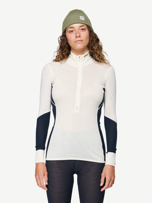 Devold WOOL MESH 190 Zip Neck Damen – INK-OFFWHITE – Studio