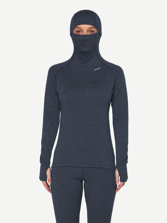 Devold EXPEDITION SILK Damen Merino Kapuzenshirt | Ink | Ansicht 2