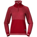 Bergans W ALVDAL WOOL HALF ZIP - Red - Vanilla White XS Oberbekleidung - PeakStyle