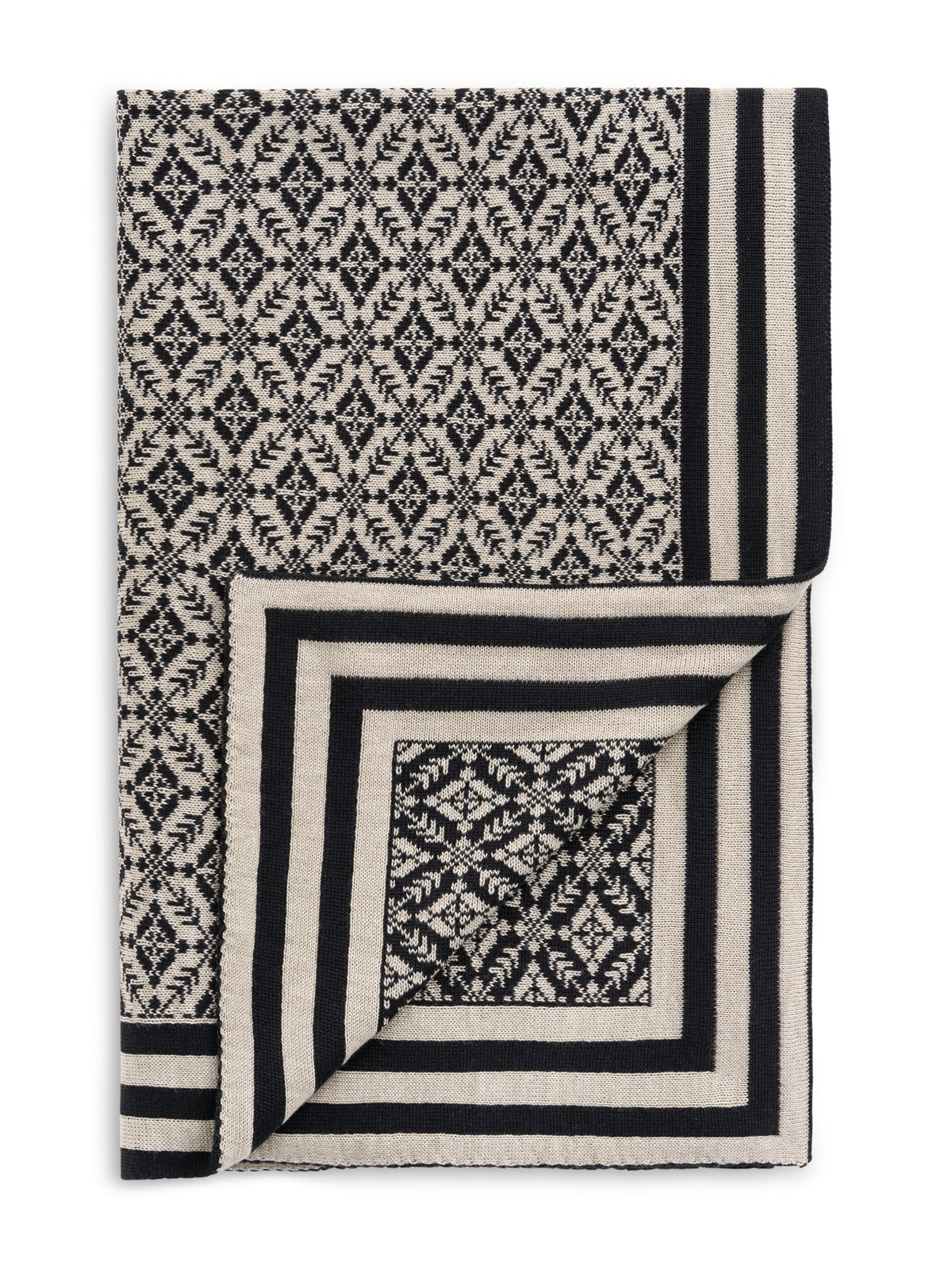 Dale Of Norway FROGNER Merino-Wolldecke – Black - Sand – Detail