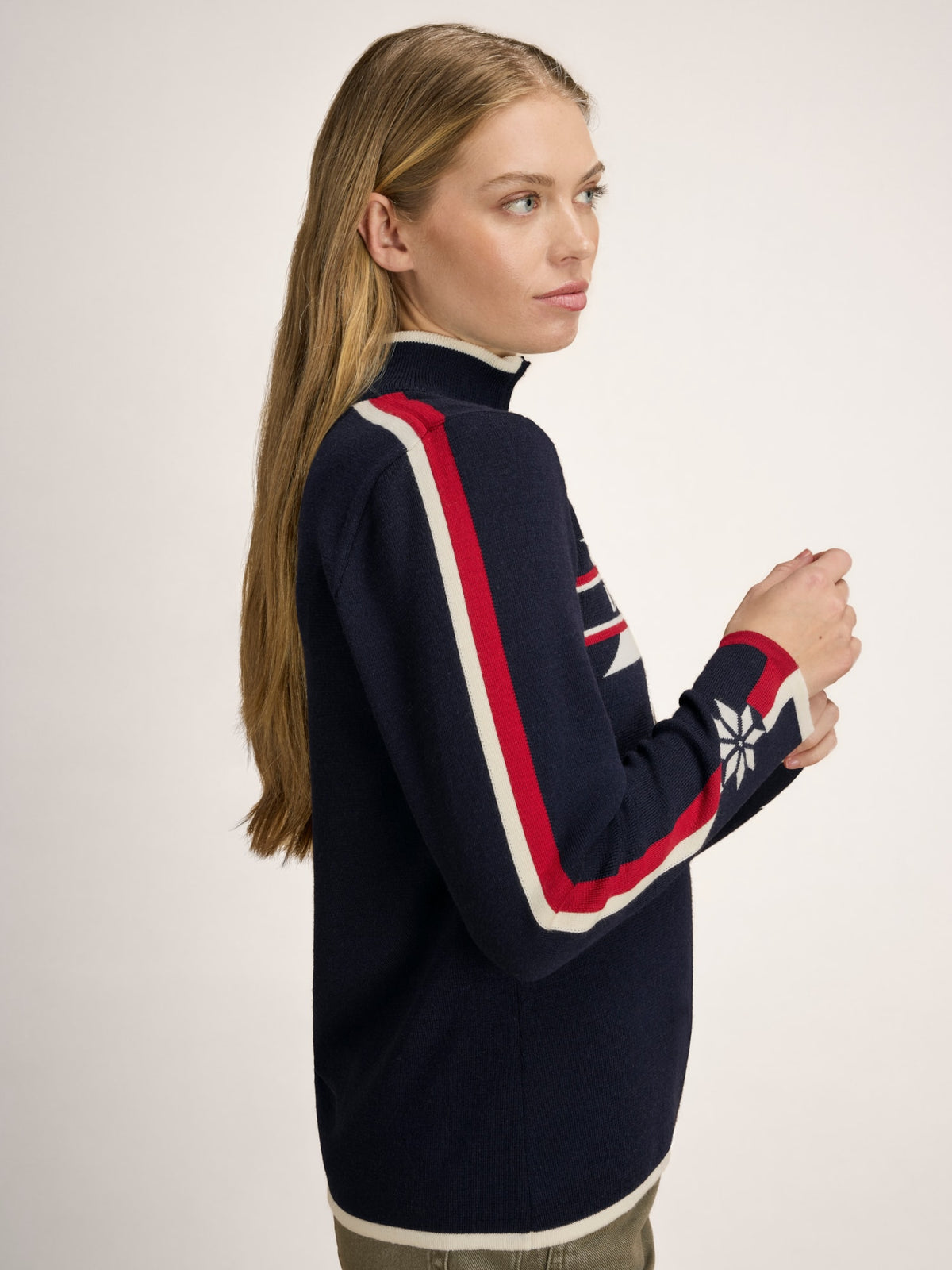 Dale Of Norway NÅLE Merino-Pullover Damen | Navy - Offwhite - Red Rose | Studio | DALE-96441-C00-01