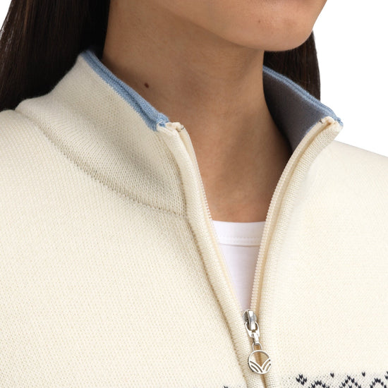 Dale Of Norway MORITZ Merino-Pullover Damen Steel - Offwhite - Marine – Detail