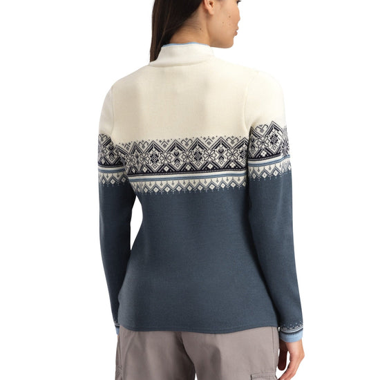Dale Of Norway MORITZ Merino-Pullover Damen Steel - Offwhite - Marine – Studio hinten