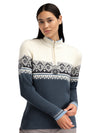 Dale Of Norway MORITZ Merino-Pullover Damen Steel - Offwhite - Marine – Studio vorne