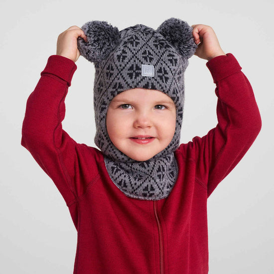Reima Kuuraan Merino-Balaclava Kinder – Melange Grey – Lifestyleaufnahme