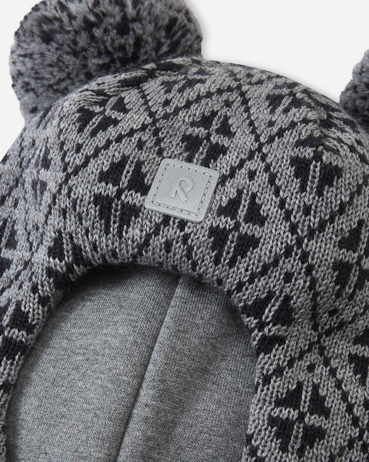 Reima Kuuraan Merino-Balaclava Kinder – Melange Grey – Detailansicht Label
