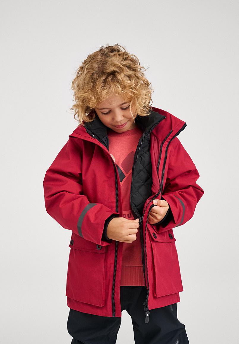 Reima Syddi ReimaTec 3-in-1 Winterjacke Kinder Cranberry – Studioshot 3-in-1