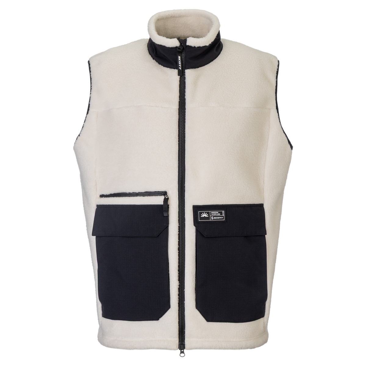 SCOTT Escape Heritage Pile Fleeceweste Herren Latte Beige/Black Vorderansicht
