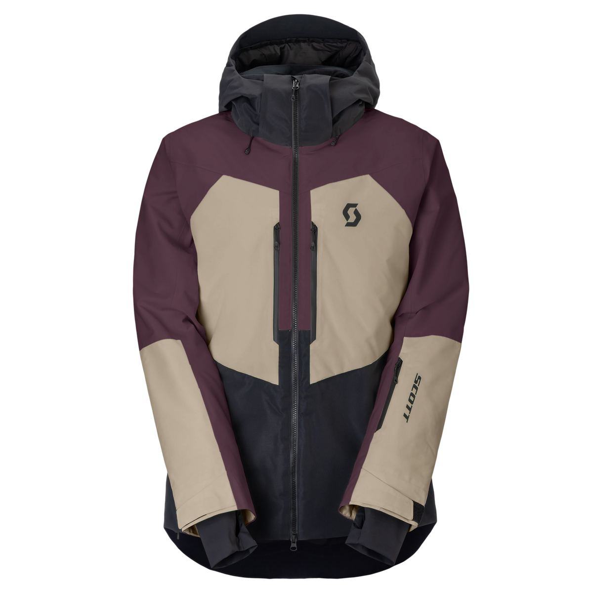 SCOTT Ultimate Dryo Wintersportjacke Herren – Cocoa Red - Portobello Beige – Vorderansicht