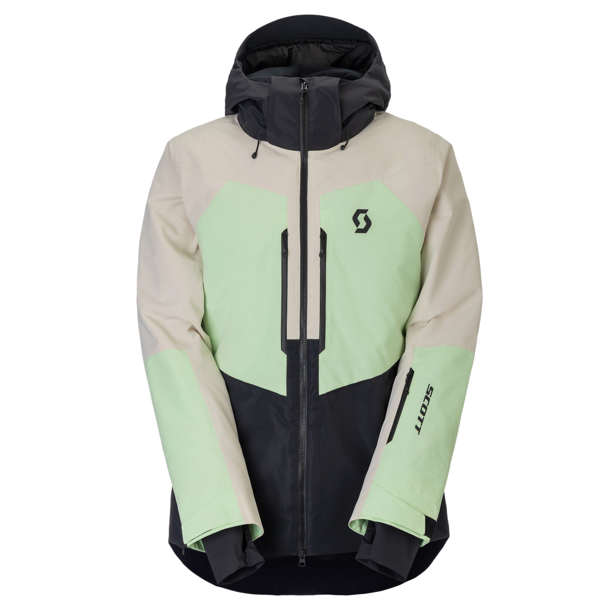 SCOTT Ultimate Dryo Wintersportjacke Herren – Latte Beige - Vapour Green – Vorderansicht
