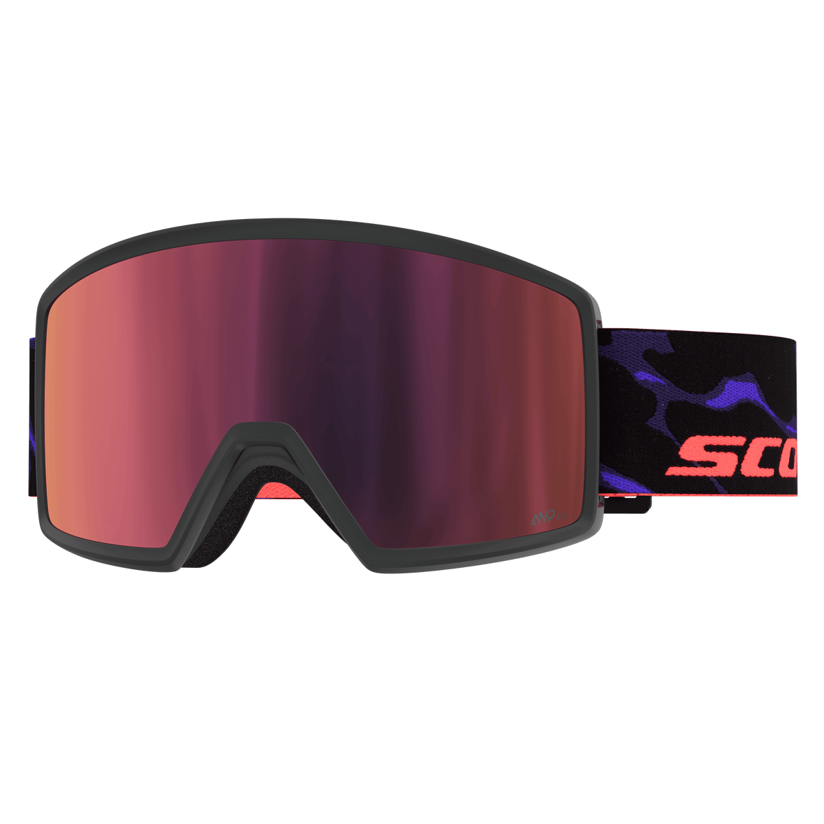 SCOTT Neo Skibrille Black - Purple - AMP Red Chrome S3 – Vorderansicht