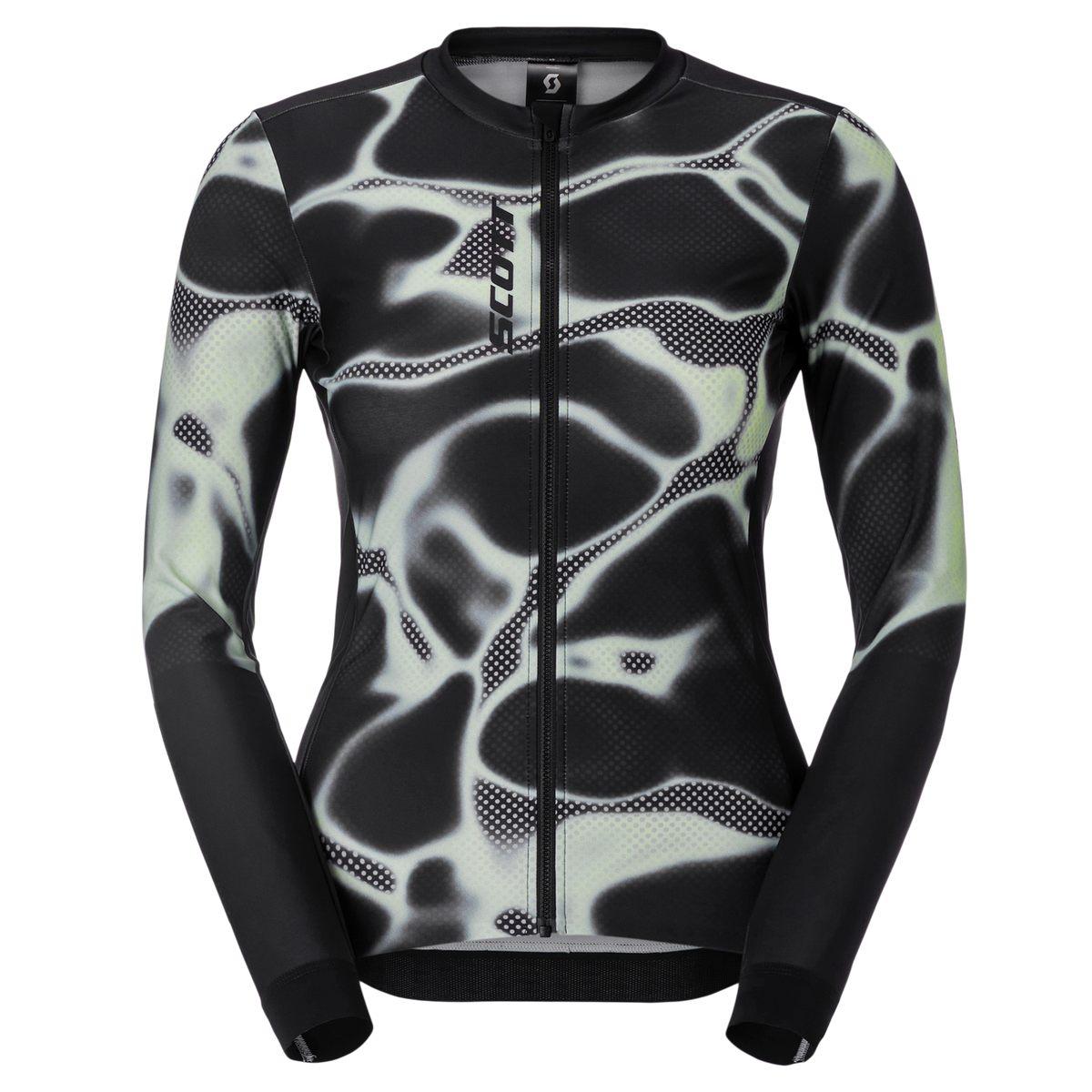 SCOTT Pro Mid Langarm-Radtrikot Damen Black - Vapour Green Vorderansicht