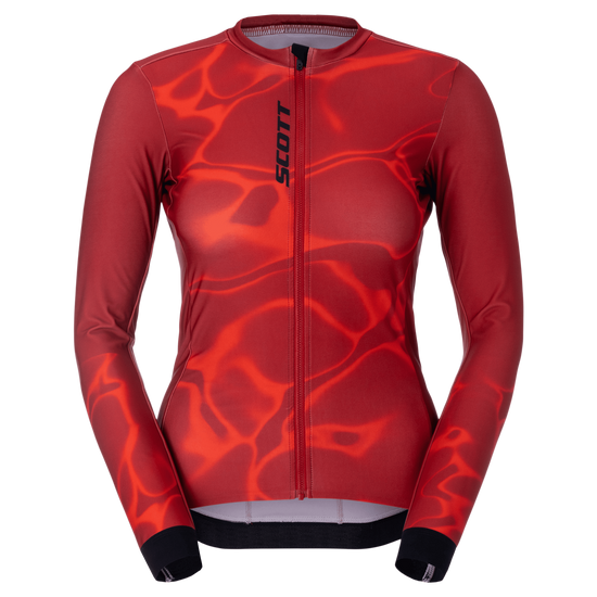 SCOTT Pro Mid Langarm-Radtrikot Damen Turbo Red - Toasted Red Vorderansicht