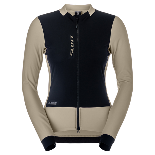 SCOTT Pro Warm Windbreaker Langarm-Radtrikot Damen - Portobello Beige - Black