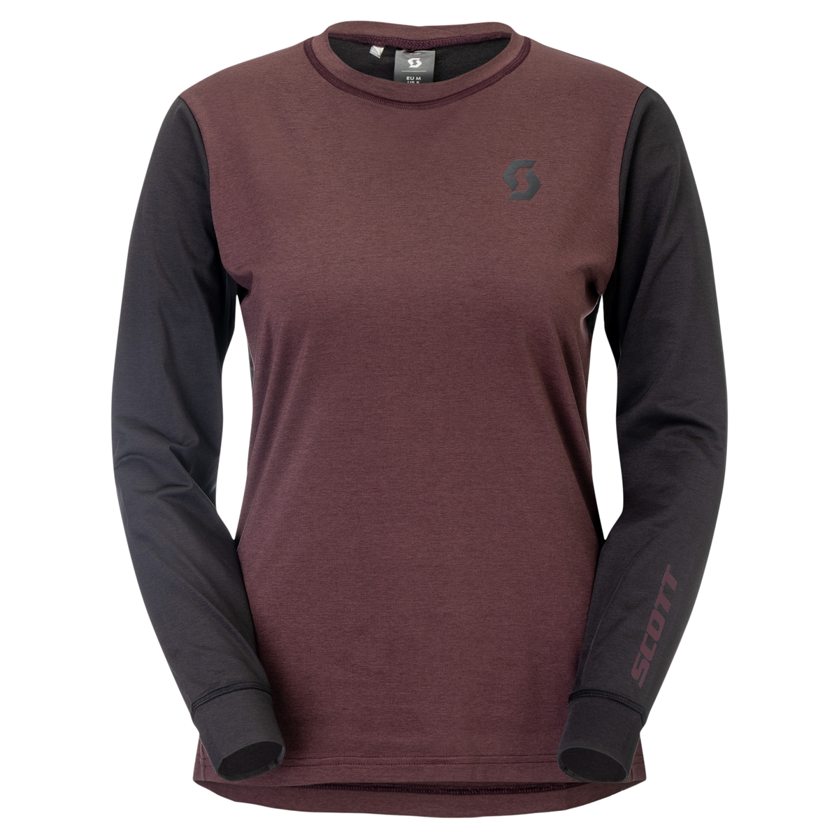 SCOTT Vertic Pro Mid Langarmshirt Damen Cocoa Red - Black Vorderansicht