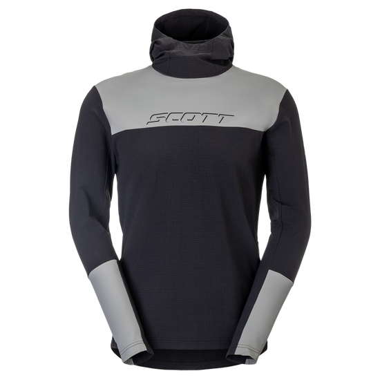 SCOTT Vertic Pro Warm Fahrrad-Hoodie Herren Black - Fog Blue Vorderansicht