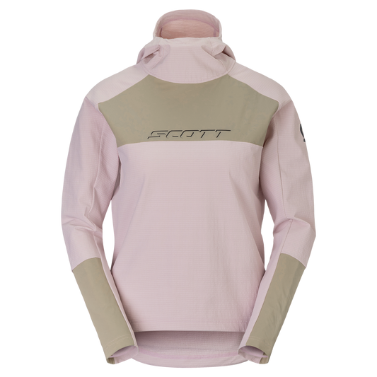 SCOTT Vertic Pro Warm Fahrrad-Hoodie Damen Wax Pink - Portobello Beige Vorderansicht